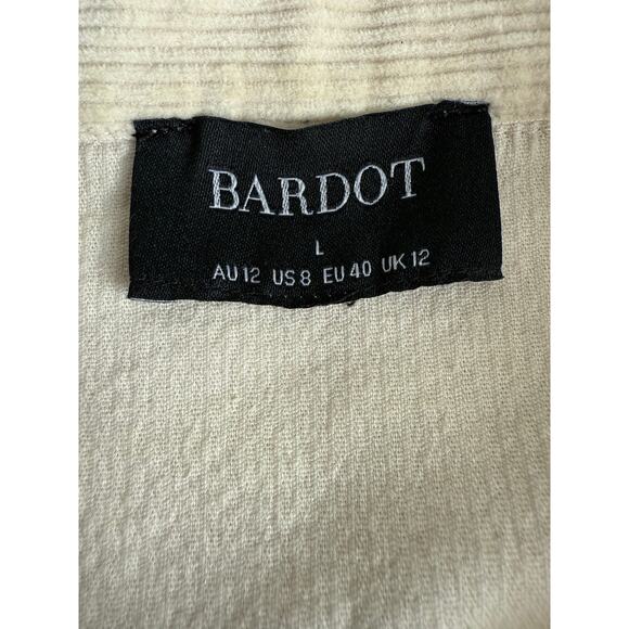 Bardot Australian Made Corduroy Button Up Shirt Dress Cream Large Western Fall - Picture 2 of 12